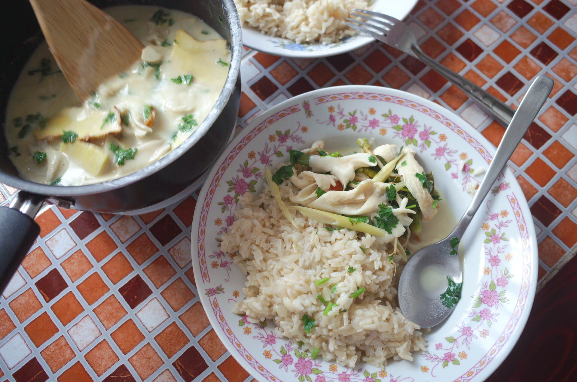 Tom Kha cuisiné par Robin à Chiang Mai