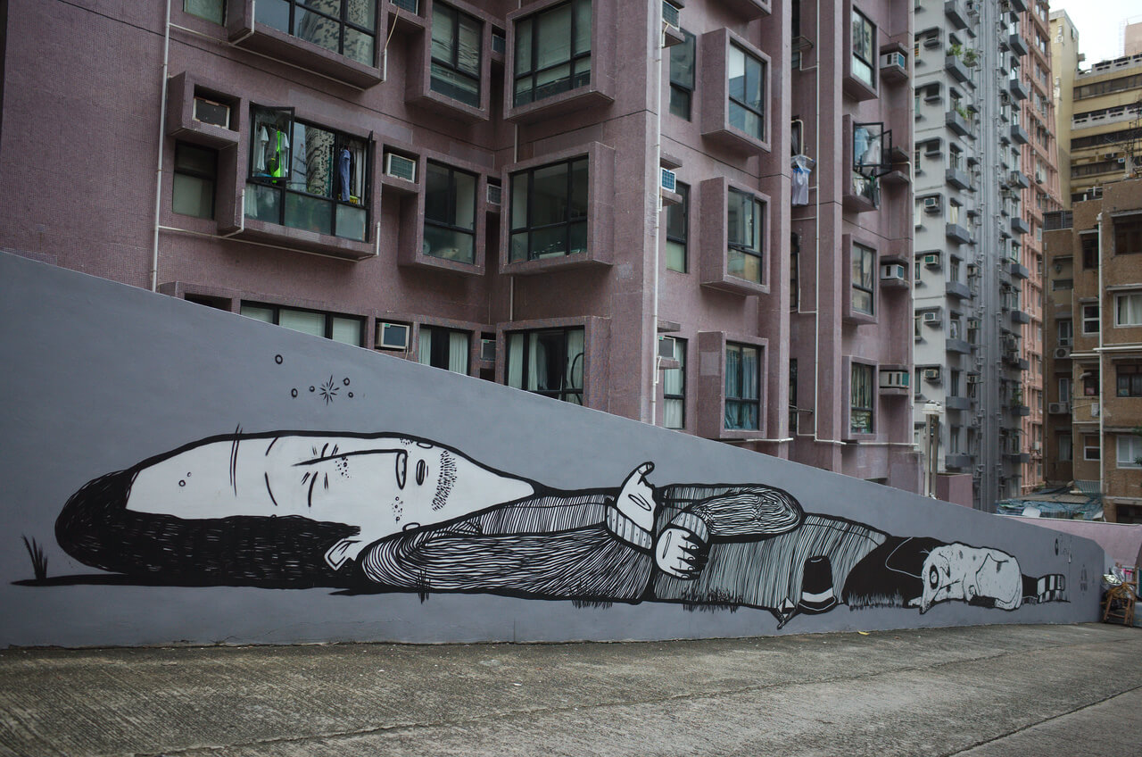 Street art par Alex Senna à Hong Kong
