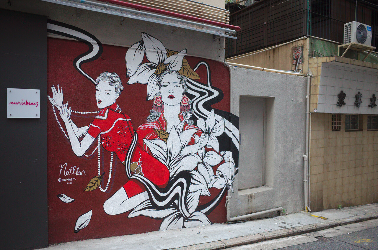 Street art par Neil Wang à Hong Kong