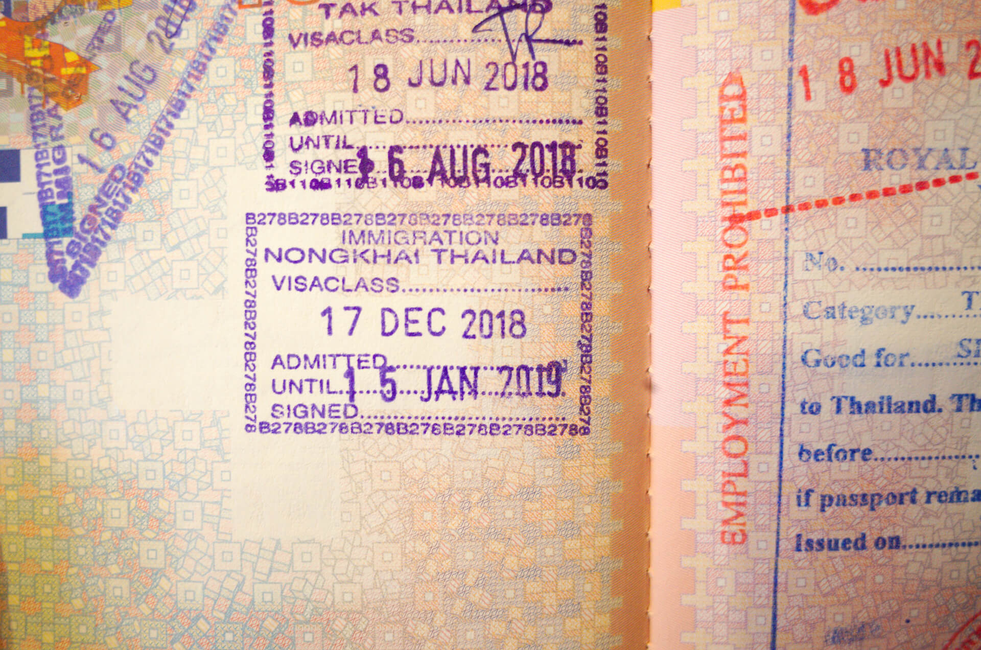 Tampon d'entrée en Thaïlande dans le passeport